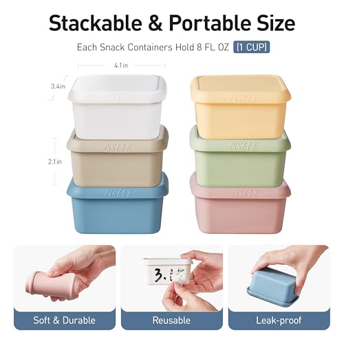 ISSEVE 8oz Silicone Snack Containers for Kids, with Lids, Reusable,6Pack - size: 8oz-6pack