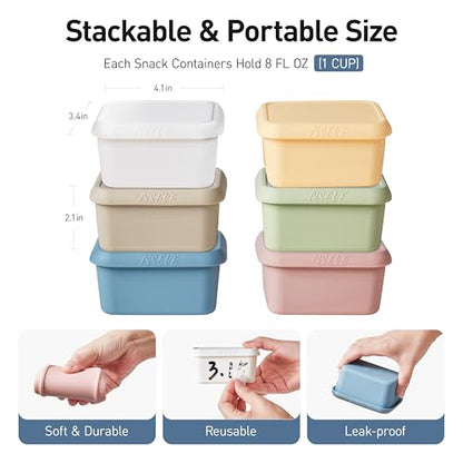 ISSEVE 8oz Silicone Snack Containers for Kids, with Lids, Reusable,6Pack - size: 8oz-6pack
