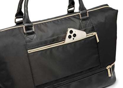 Kinmac Travel Duffel - Overnight Weekender & Sports Gym Bag, Carry-on Tote (Black) - color: Black Grid