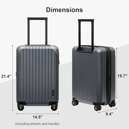 LEVEL8 Carry on Luggage Airline Approved, Hardshell Suitcases with Spinner Wheels, PC Expandable Luggage, 20 Inch, Gray - color: Gray, size: 20 Inch - Expandable
