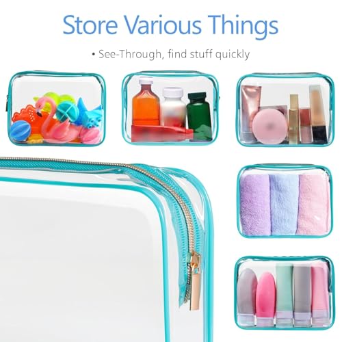 PACKISM Clear Makeup Bag for Travel - TSA Approved Toiletry Bag, Green - color: Turquoise 3 Pack, size: Medium Set (Standard)