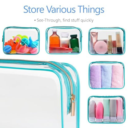PACKISM Clear Makeup Bag for Travel - TSA Approved Toiletry Bag, Green - color: Turquoise 3 Pack, size: Medium Set (Standard)