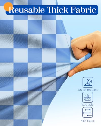 Slohif Classic Blue Checkered Luggage Cover with Storage Pocket 21-23 inch - color: Sky Blue Checkered, size: S-(21-23)Inch