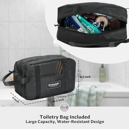STOVER 45/80/100L Rolling Duffel Bag with Wheels, Large Durable Travel Duffle + Toiletry Bag, Heavy Duty, Packable with Shoulder Straps- Use as Luggage or Backpack, Men/Women (Black) - color: Black