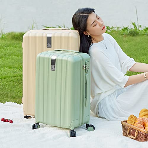 Hanke 24 Inch Luggage Suitcases With Spinner Wheels Lightweight PC Hard Shell Rolling Suitcase With Travel Lock,Checked-Medium 24-Inch(Bamboo Green) - color: Bamboo Green, size: 24 Inch