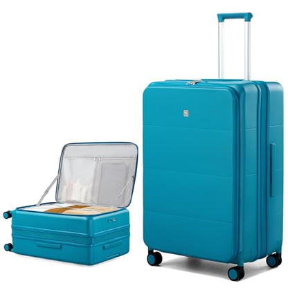 Hanke Expandable Large Checked Luggage, 28 Inch Top Opening Suitcase - color: Caribbean Blue, size: 28 Inch EXT