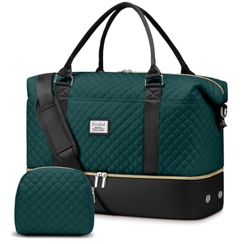 Travel Weekender Duffle Bags for Women: Overnight Bags with Shoe Compartment Large Carry on Weekend Bag with Toiletry Bag & Wet Pocket Tote Duffel Hospital Bag for Women Labor Delivery Black Green - color: 1-Black Green