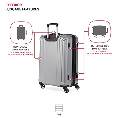 SwissGear 3750 Hardside Luggage with Spinner Wheels, Silver, Checked-Medium 23-Inch - size: Checked-Medium 23-Inch
