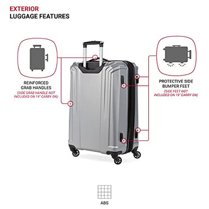 SwissGear 3750 Hardside Luggage with Spinner Wheels, Silver, Checked-Medium 23-Inch - size: Checked-Medium 23-Inch