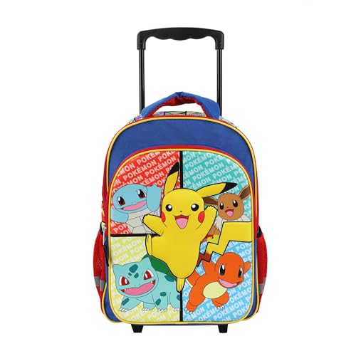 Bioworld Pokemon Pikachu And Favorite Characters 16" Youth Rolling Backpack - color: POK Characters