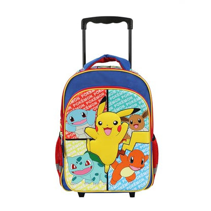 Bioworld Pokemon Pikachu And Favorite Characters 16" Youth Rolling Backpack - color: POK Characters