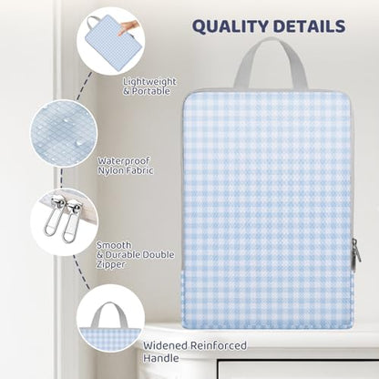 4/8 Set Compression Packing Cubes for Travel Essentials, Compressible Expandable Luggage Organizer Bags for Clothes, Durable Space Saver Storage Bags for Suitcase(4set-Blue Gingham)