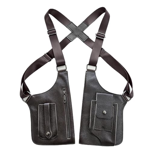 Double Shoulder Armpit Bag Leather Anti-Theft Holster Underarm Bag（Brown） - color: Brown1