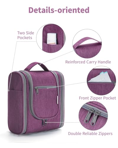 Narwey Hanging Travel Toiletry Bag for Women, Cosmetic Makeup Bag - color: AA-Purple, size: Medium