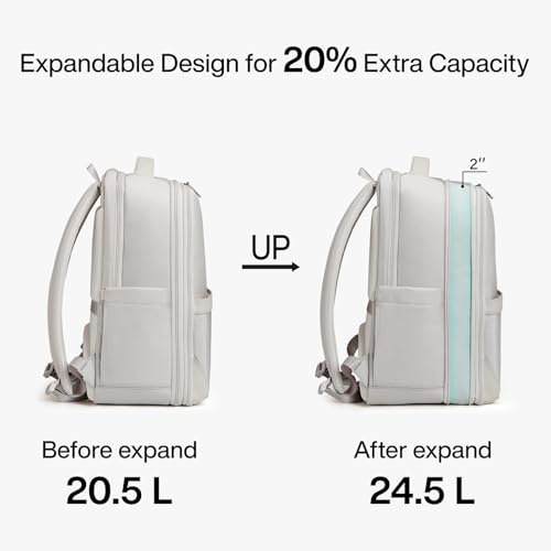 Hanke Expandable Travel Backpack 16 Inch, Full-Open Laptop Backpack, Grey - color: Grey (Cool Grey), size: 16 Inch