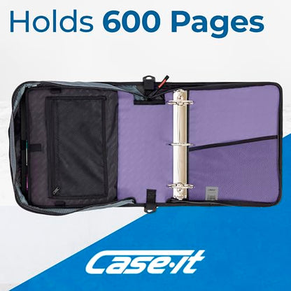 Case-it School Zipper Binder | 3-Inch O-Rings | 600-Sheet | D-146 Lavender - color: K Purple Lavender, size: 1 Pack