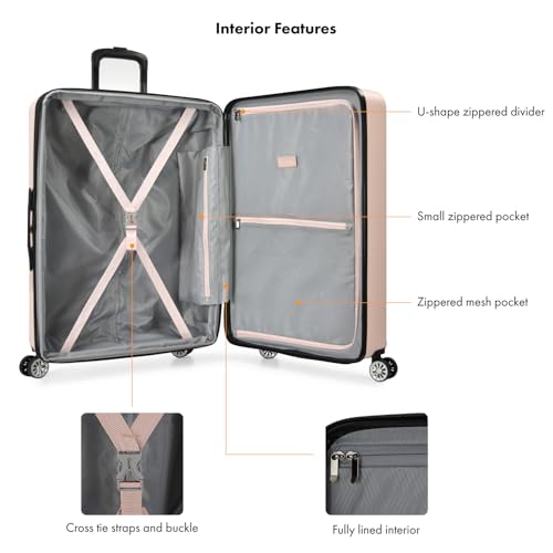 Travel Select Snowcreek Hardside Expandable Spinner Luggage Set w/USB Port, Pink, 3-Piece - color: Pink, size: 3 Piece Set