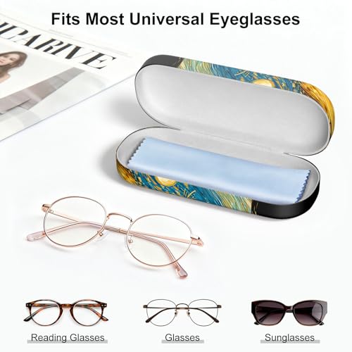 Hard Shell Leather Sunglasses Case,Classic Fashionable Cute Large Glasses Case for Women Men,Sunglass Eyeglasses - color: Van Gogh Cat