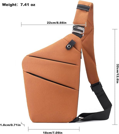 Anti Theft Travel Bag Sling Cross-body Bag Large Capacity - color: Brown, style: Right Shoulder