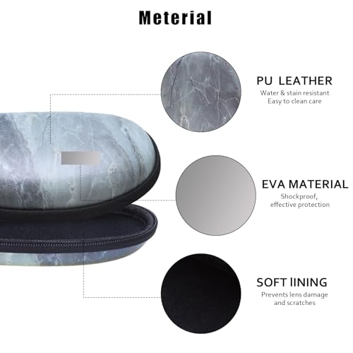 LTGEM Glasses Case Hard Shell, Hard Sunglasses Travel Case for Women Men, Large Eyeglass Cases with Clip and Cleaning Cloth - color: Marble Green