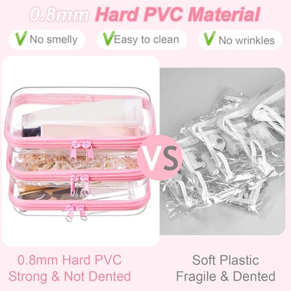 Hoolerry 3 Pcs Clear Hard Zipper Case Plastic Zipper Pouch, Pink, S - color: Pink, size: S