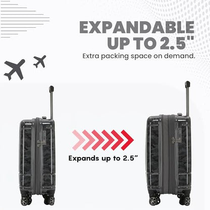Spyder Matrix 25 Inch Expandable Hardside Upright Suitcase with 360° Spinner Wheels, TSA Approved Lock, Gray/Black - color: Gray/Black, size: Medium Checked