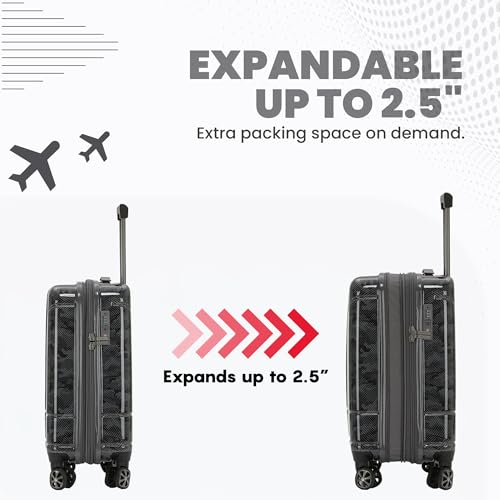 Spyder Matrix 20 Inch Expandable Hardside Upright Suitcase with 360° Spinner Wheels, TSA Approved Lock, Gray/Black - color: Gray/Black, size: Carry-On