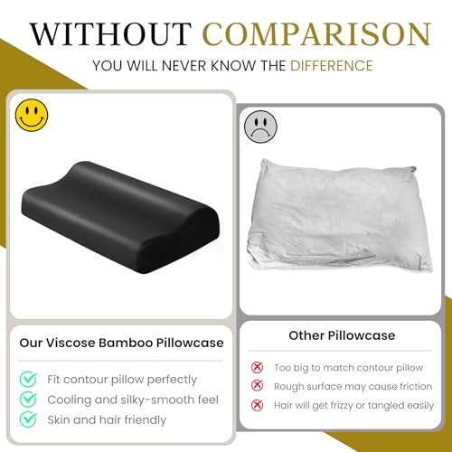 Cooling Contour Cervical Pillowcase, Black, 24x14x5/3.7 Inches, 1 Piece - color: Black