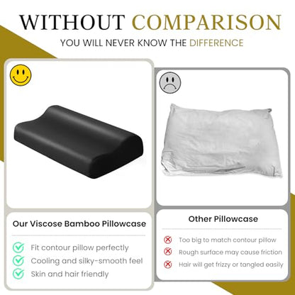 Cooling Contour Cervical Pillowcase, Black, 24x14x5/3.7 Inches, 1 Piece - color: Black
