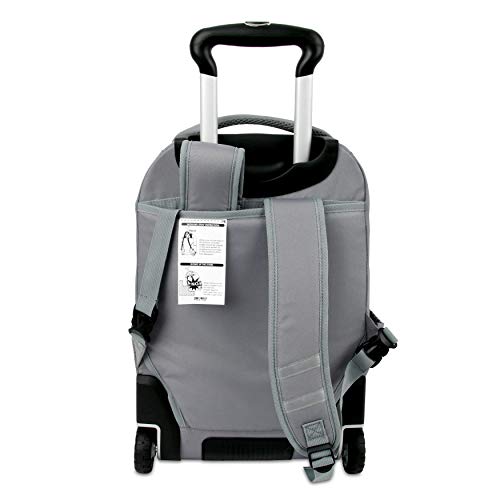 J World New York Lash Rolling Backpack. Laptop Bag With Wheels. Wheeled Carry-On Travel Luggage - color: Grey/Pink