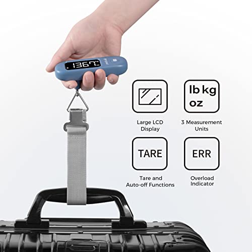 pack all Digital Luggage Scale for Travel, 110Lbs Capacity, 0.1Lb Precision - color: Navy