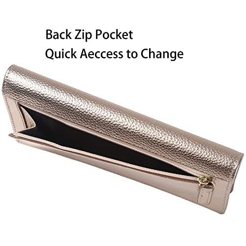 Lavemi Ultra Slim Thin Leather Women Wallet RFID Blocking Credit Card Holder Bifold Long Ladies Billfold - color: 2- Champagne Gold