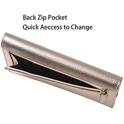 Lavemi Ultra Slim Thin Leather Women Wallet RFID Blocking Credit Card Holder Bifold Long Ladies Billfold - color: 2- Champagne Gold