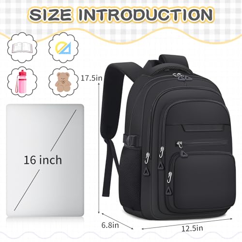 PRAGARI Cute Backpack for School Girls Aesthetic Backpack College Bookbag - color: Black