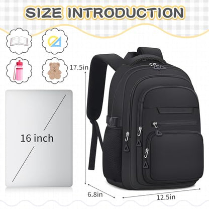 PRAGARI Cute Backpack for School Girls Aesthetic Backpack College Bookbag - color: Black