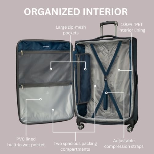 Ricardo Beverly Hills Avalon Softside Medium Check-In Luggage Made with Sustainable 100% Recycled PET (rPET), Lightweight, Eco-Friendly Travel, Expandable, Dual Spinner Wheels, Juniper Green, 24-inch - color: Juniper Green, size: 24-inch