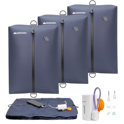 Vacuum Bag for Travel,IPX8 Waterproof Reusable Compression Bags - color: Blue, size: 3 PC -With Pump