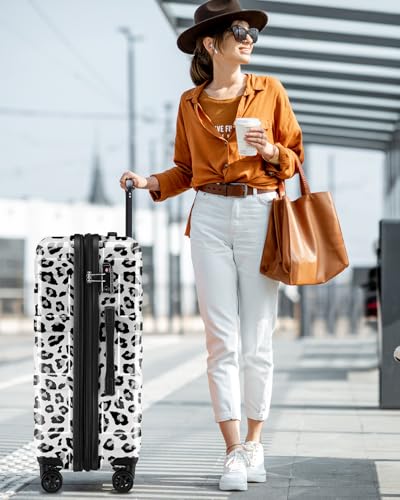 Expandable 24 Inch Checked Luggage Suitcase with TSA Lock - color: Cloud Leopard, size: M(checked-24")