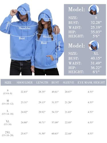 SeSe Code Hoodie with Eye Mask Travel Airplane Unisex Oversized Sweatshirt - color: Light Coffee, size: XX-Large