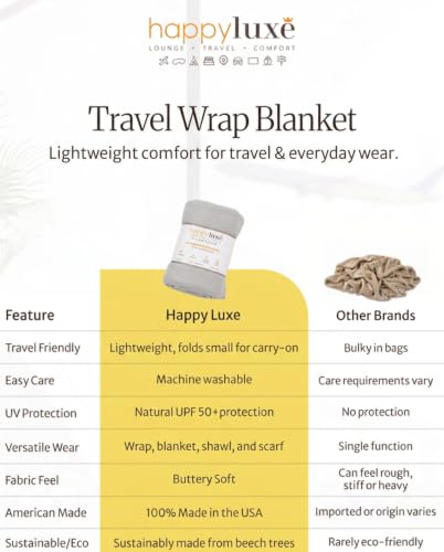 Happyluxe Pashmina Shawl Wraps for Women | USA Made Travel Scarf for Women - color: Silver Gray