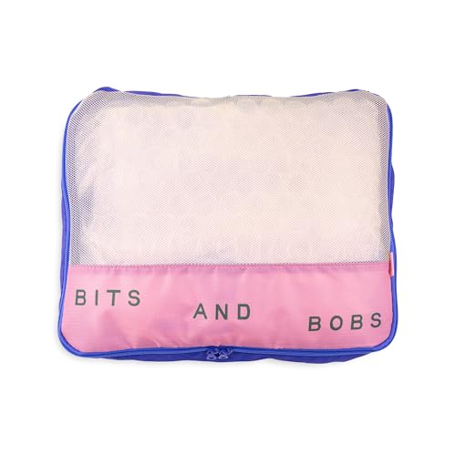 ban.do Packing Cube Set of 4, Bits and Bobs | Polyester and Mesh Packing Organizers, Includes 4 Foldable Luggage Packer Bags in Various Sizes with Quote Designs - color: Bits and Bobs
