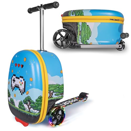 Kids Ride-On Scooter Luggage, Carry-On Suitcase, Ages 4+ - style: Gamer