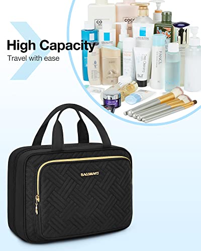 BAGSMART Hanging Travel Toiletry Organizer - Cosmetic Bag for Full Sized Toiletries, Basic-Black