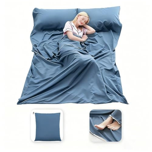 Sleeping Bag Liner, Compact Travel Sheets for Hotel Hostel - color: Mystic Blue, size: 82.7" X 63"