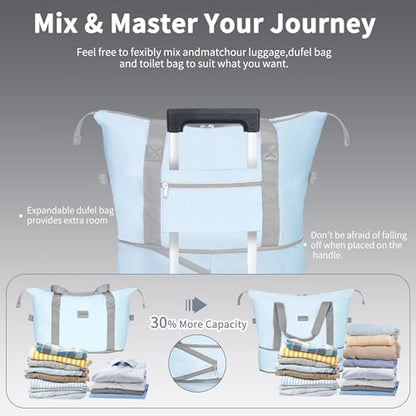 CONCEPTEN Luggage Sets 5 Piece,PP Suitcase Set with Spinner Wheels,TSA Lock - color: Sky Blue, size: 5 Piece Sets (21/25/29/Db/Tb)