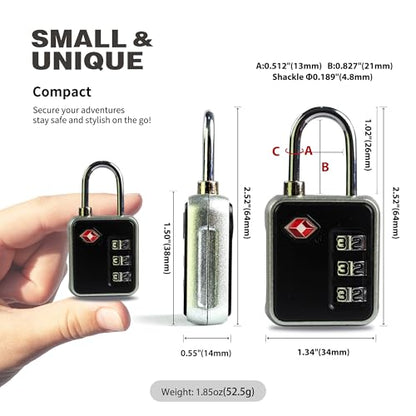 Luggage Locks TSA Approved, Combo Lock for Gym Locker, Small Combination Padlock, TSA Padlocks for Luggage, Travel Suitcase, Gun Case, Backpack Zipper, Ammo Can, Toolbox, Storage Box, Bag - color: Black+Red