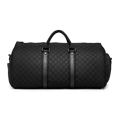 seyfocnia Convertible Carry on Garment Bag for Women, Garment Bags for Travel with Shoe Pouch 2 in 1 Hanging Suitcase Suit Bag for Women Travel Duffle Bag Garment Bag - color: A2-Black
