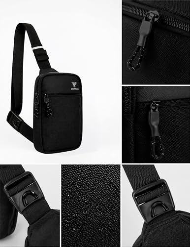 Mini Sling Bag, Water-Resistant Crossbody Chest Pack for Men & Women - color: Black