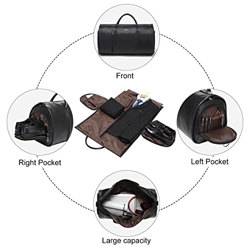 Garment Bags for Travel, 45L Carry-On Convertible Duffle with Strap - color: C-Black