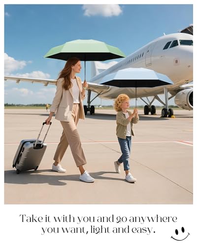 Seniny Mini Travel Umbrella with Case, Compact Pocket Size UV Sun & Rain - color: Sky Blue